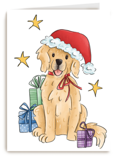 Kerstkaart hart onder de riem Hond met kerstmuts matia studio