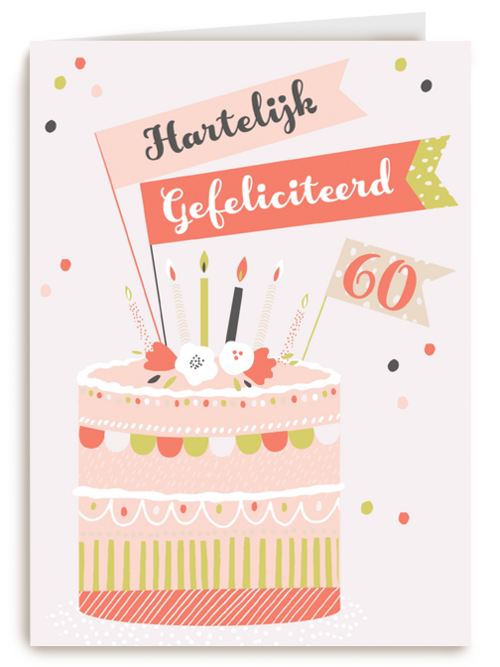 Verjaardagskaart leeftijden 60 Verjaardagstaart