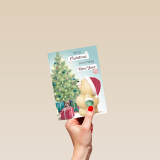 beertje naast de kerstboom