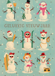 Gelukkig nieuwjaar sneeuwpop