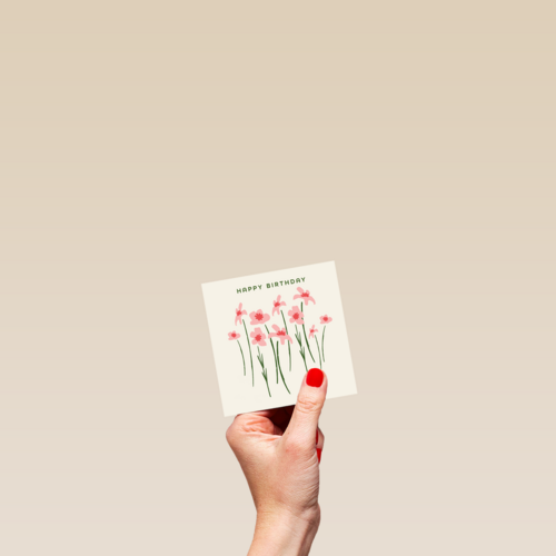 Verjaardagskaart roze bloemetjes