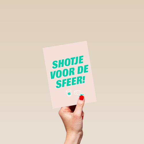Verjaardagskaart man vrouw grappig shotje voor de sfeer