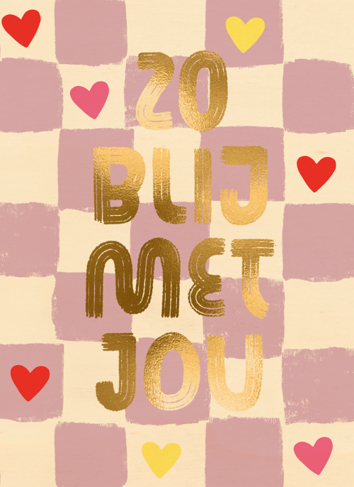 Houten Kaart Valentijn | Houten Kaart Hallmark | Valentijn | Valentijn Zo Blij Met Jou Paars