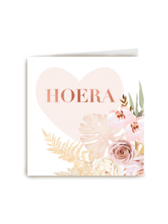 verjaardag kaart stijlvol hoera met bloemen