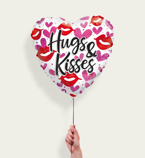 Ballon Hart Hugs and Kisses Roze