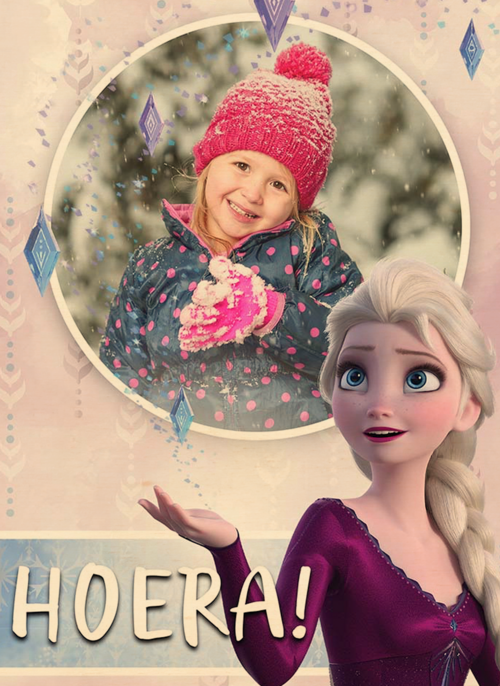 Frozen foto verjaardagskaart hoera