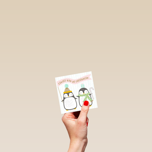 kerstkaart pinguins geniet van de feestdagen