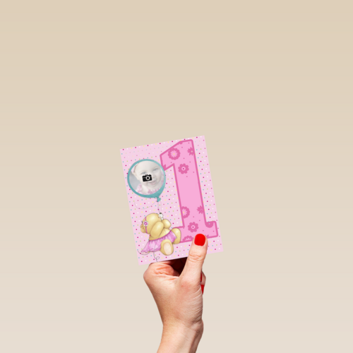 fotokaart forever friends roze beertje 1