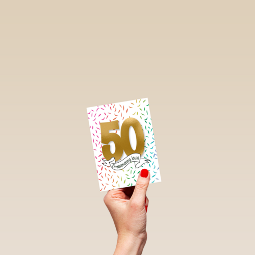 Verjaardagskaart 50 en waanzinnig leuk