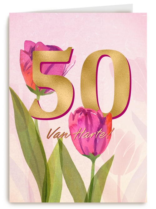 Verjaardagskaart vrouw 50 van harte