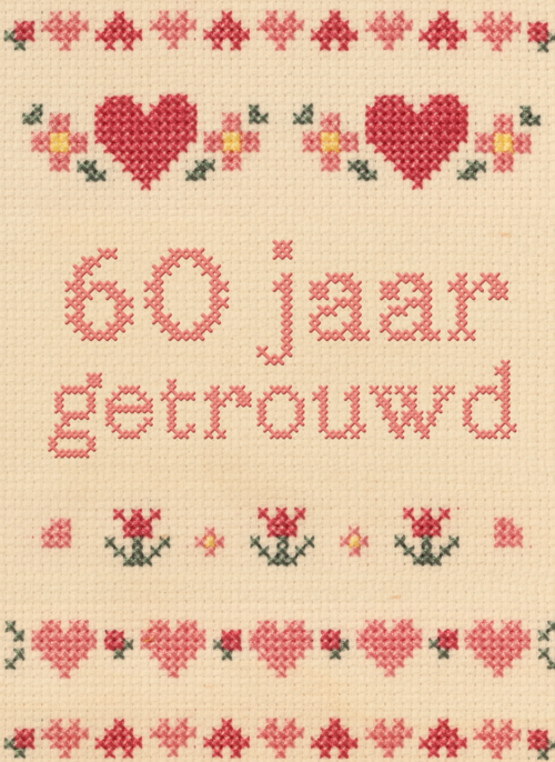 Houten Kaart Huwelijksjubileum | Houten Kaart Hallmark | Huwelijksjubileum | Zestig Jaar Geborduurd