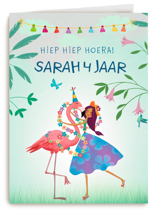 hiep hiep hoera met de flamingo