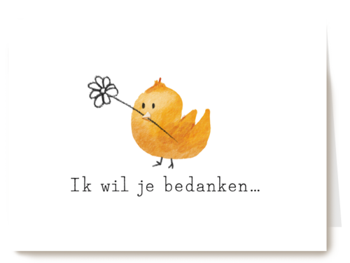 bedankt kaart vogeltje