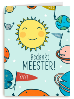 bedankt meester kaart met de zon en planeten