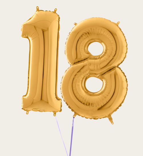 Cijferballon 18 Jaar Goud XL