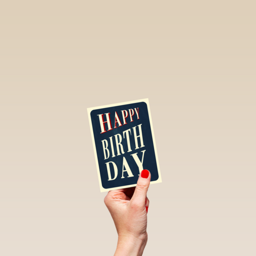 Verjaardagskaart happy birthday blauw