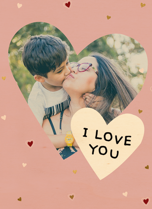 Houten Kaart Liefde Moederdag | Houten Kaart Hallmark | Liefde Moederdag | Zomaar Fotokaart Hart I Love You