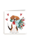 valentijnskaart getekende hond met bos bloemen