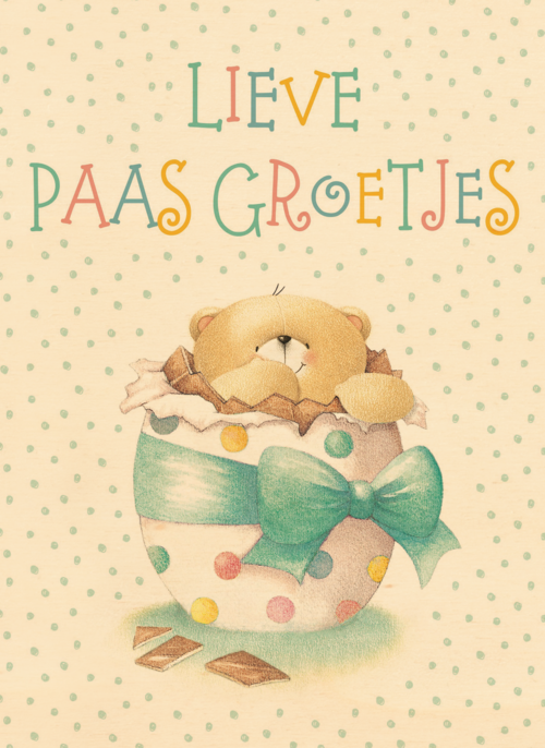 Houten Kaart Pasen | Hallmark | Houten Kaart Hallmark | Pasen | Lieve Paasgroetjes Forever Friends Beertje