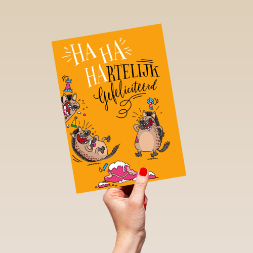 verjaardagskaart hahaha hartelijk gefeliciteerd