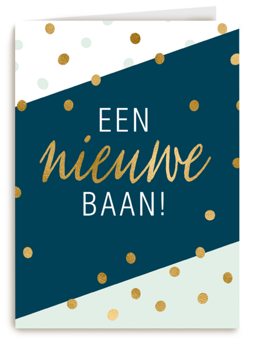 nieuwe baan kaart confetti gouden tekst
