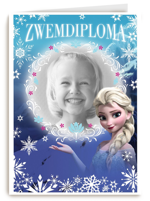Kaart Hallmark | Zwemdiploma | Fotokaart Zwemdiploma Disney Frozen Gefeliciteerd
