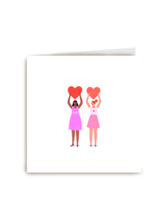 Valentijnskaart blanco 2 vrouwen met hart