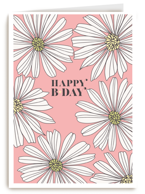 Verjaardagskaart Hallmark | Verjaardagskaart Roze Met Witte Bloemen