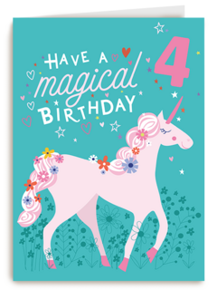 Verjaardagskaart unicorn met leeftijd