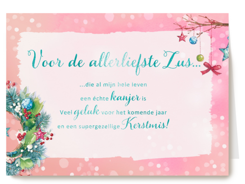 Kerstkaart speciale momenten Voor de liefste zus