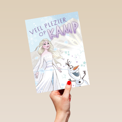 Op kamp kaart Elsa en Olaf van Frozen