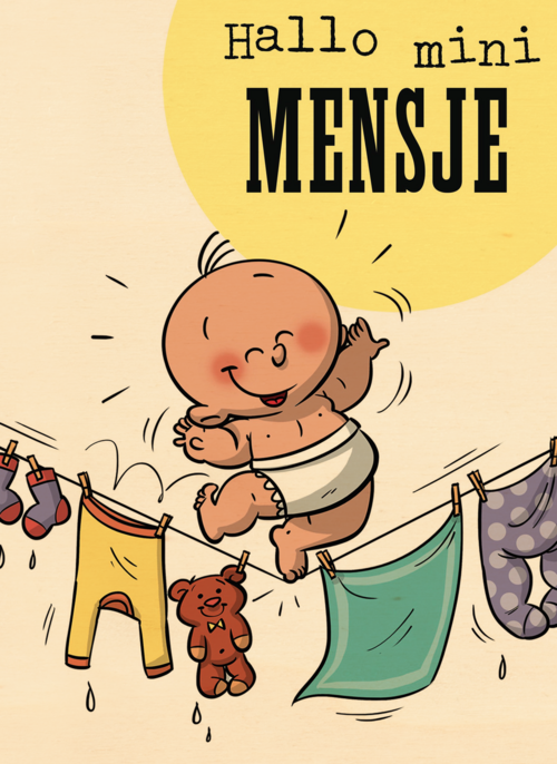 Houten Kaart Geboorte Felicitatie | Houten Kaart Hallmark | Geboorte Felicitatie | Funny Mail Hallo Mini Mensje