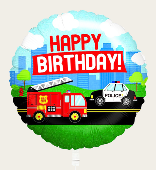 Ballon Happy Birthday Brandweer Politie Multi