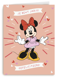 Verjaardagskaart Minnie Mouse gefeliciteerd