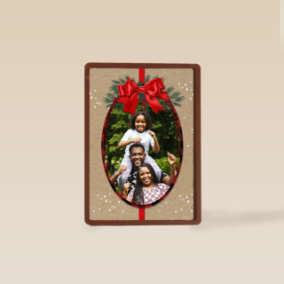 Kerstkaart klassiek fotokader strik