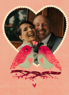 Liefde hart fotokaart vogels