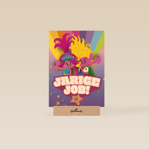 Verjaardagskaart Trolls jarige job