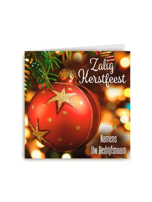 zakelijke kerstkaart met rood met gouden kerstbal