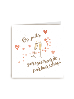 hartjes en champagne op jullie partnerschap
