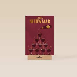 nieuwjaarskaart met champagnetoren