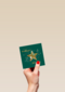 Kerstkaart groen gouden ster