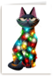kerstkaart grappig kat met kerstlichtjes folio