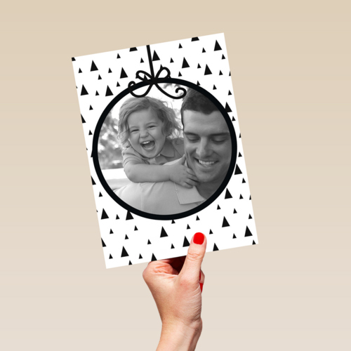 fotokaart met een kerstbal