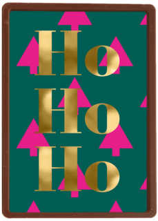 kerstkaart hip kerstboom ho ho ho goud