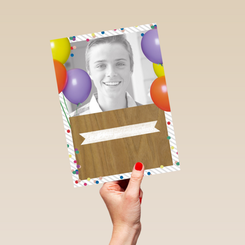 fotokaart gefeliciteerd met je verjaardag ballonnen