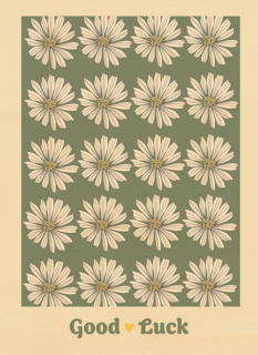 Good luck kaart met witte bloemetjes