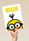 verjaardagskaart minions bello ogen