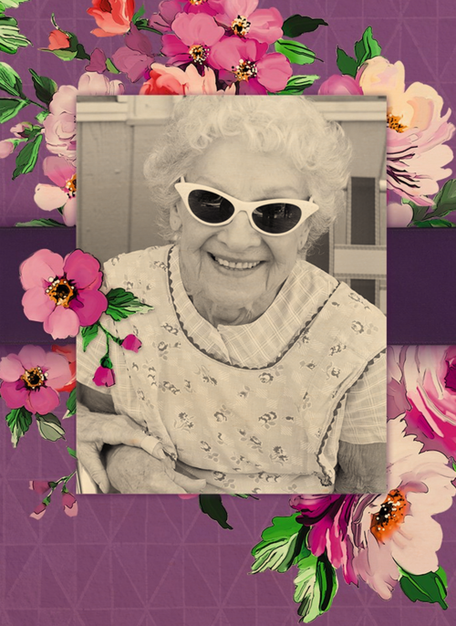 fotokaart staand paars met bloemen
