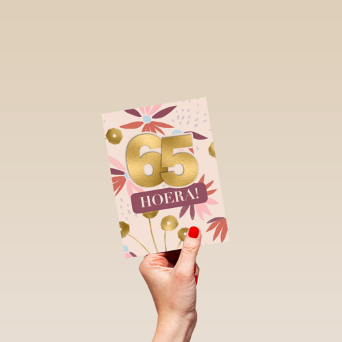 Verjaardagskaart bloemen 65 hoera