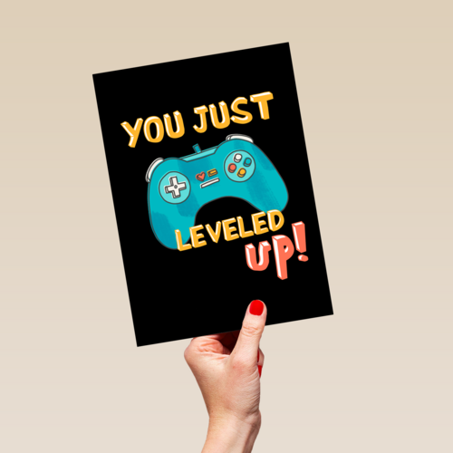 Verjaardagskaart gamecontroller level up